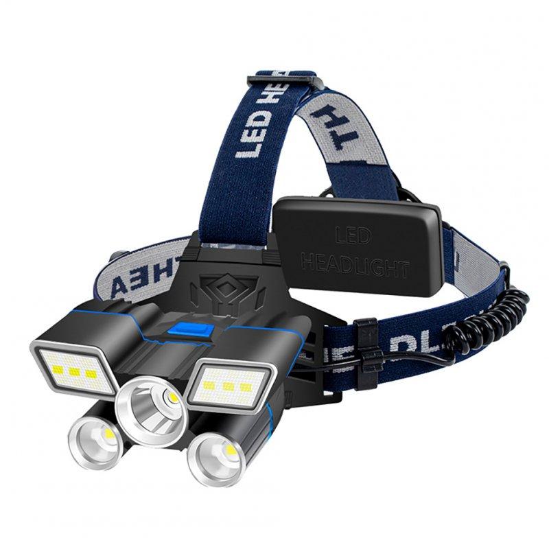 Headlamps |   Wholesale 5LED Multifunctional Outdoor LED Camping Light 9 Modes High Power Strong Light USB Rechargeable Headlamp Head Front Light With battery Headlamps Headlamps