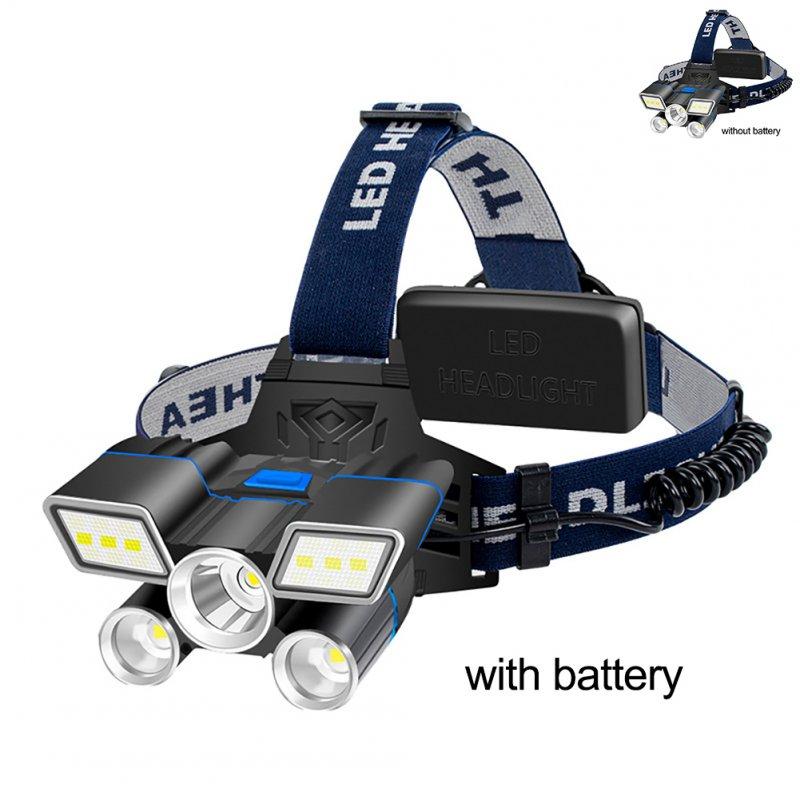 Headlamps |   Wholesale 5LED Multifunctional Outdoor LED Camping Light 9 Modes High Power Strong Light USB Rechargeable Headlamp Head Front Light With battery Headlamps Headlamps