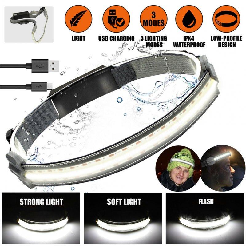 Headlamps |   Wholesale Cob Led Headlight 3 Modes Torch Flashlight Work Light Head Band Lamp Headlamp For Fishing Tourism Hiking Grey Headlamps Grey