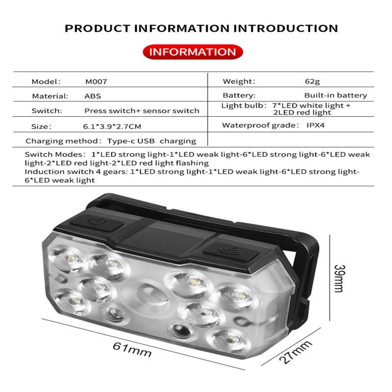 Headlamps |   Wholesale Led Headlamp Built-in 1000 Ma Battery Type-c Rechargeable Super Bright Adjustable Strong Light Tent Light black Headlamps Black