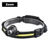 Headlamps |   Wholesale LED Headlamp With Motion Sensor, USB Rechargeable 10 Lighting Mode, COB Wide Beam Headlight, Head-mounted Waterproof For Fishing Camping Hiking Outdoor 668 zoom + USB cable Headlamps 668 zoom + USB cable