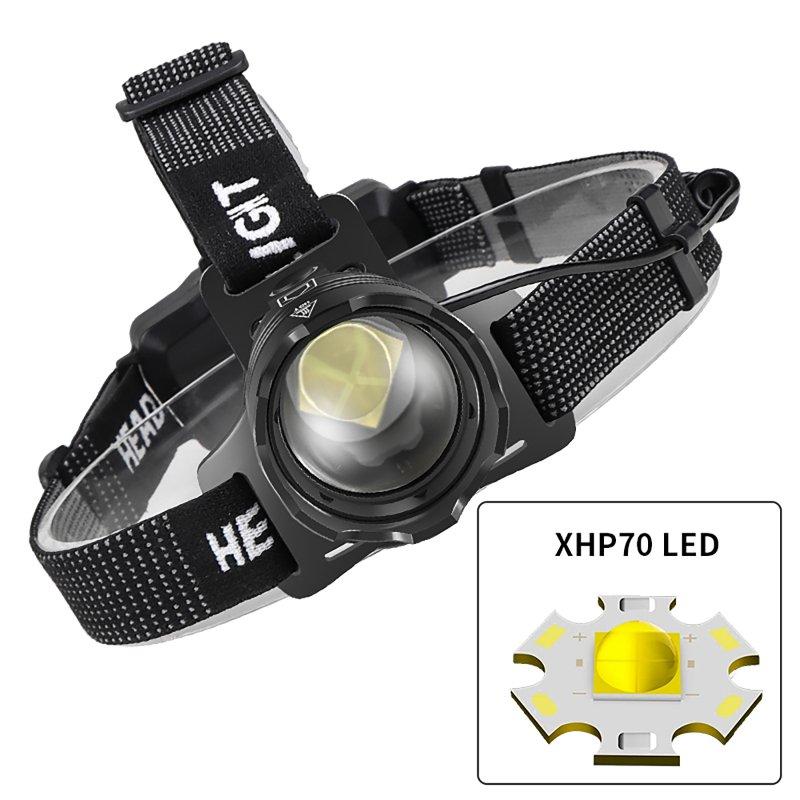 Headlamps |   Wholesale Led Headlamp Xhp70 Strong Light Type-c Usb Rechargeable Head Torch Zoom Headlight For Outdoor Fishing Camping As shown (no battery) Headlamps As shown (no battery)