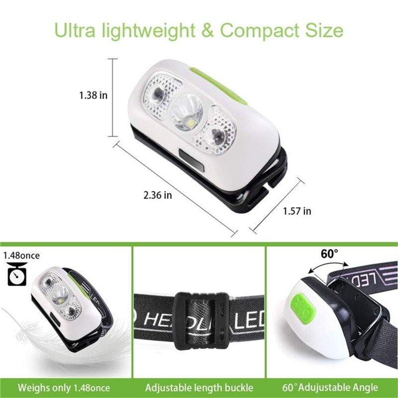 Headlamps |   Wholesale Led Headlight 500 Lumen Waterproof Usb Rechargeable Motion Sensor Running Fishing Headlamp with Infrared Sensor White Headlamps Headlamps