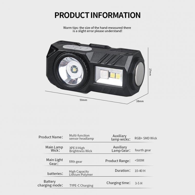 Headlamps |   Wholesale LED Headlights Pen Clip Design Super Bright Multifunctional Head Lamp With Strong Magnet For Outdoor Camping Running Cycling black Headlamps Black