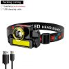 Headlamps |   Wholesale Portable Led Headlight Usb Rechargeable Cob Head Lamp Flashlight For Outdoor Fishing Hiking Running as shown Headlamps As shown