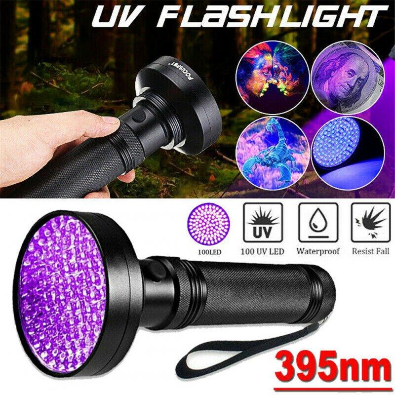 LED Flashlights |   Wholesale 100 Led Uv Ultraviolet  Flashlight, Waterproof O Ring Fluorescent 395nm Inspection Lamp, For Forged Passport Driving License Detector Black LED Flashlights Black