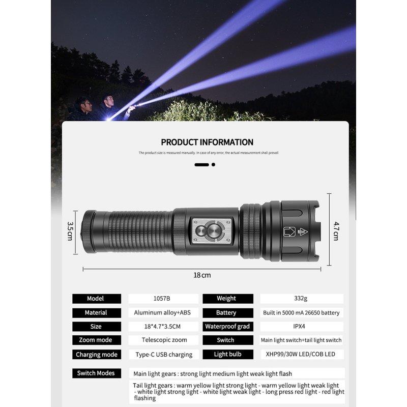 LED Flashlights |   Wholesale 30w Led Flashlight Xhp360 4 Level Multi-functional Strong Light Long-range Camping Light Torch 1057a Strong Light Large LED Flashlights 1057A strong light large