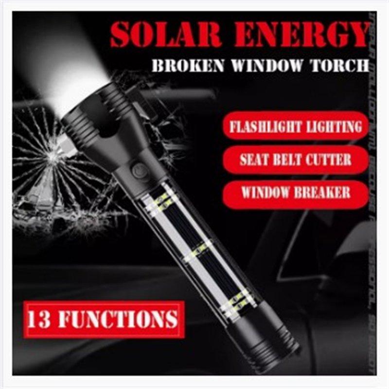 LED Flashlights |   Wholesale 4-in-1 Mini Flashlight Built-in Lithium Battery Ipx6 Waterproof Multi-function Torch With Window Breaker Compass LED Flashlights Compass