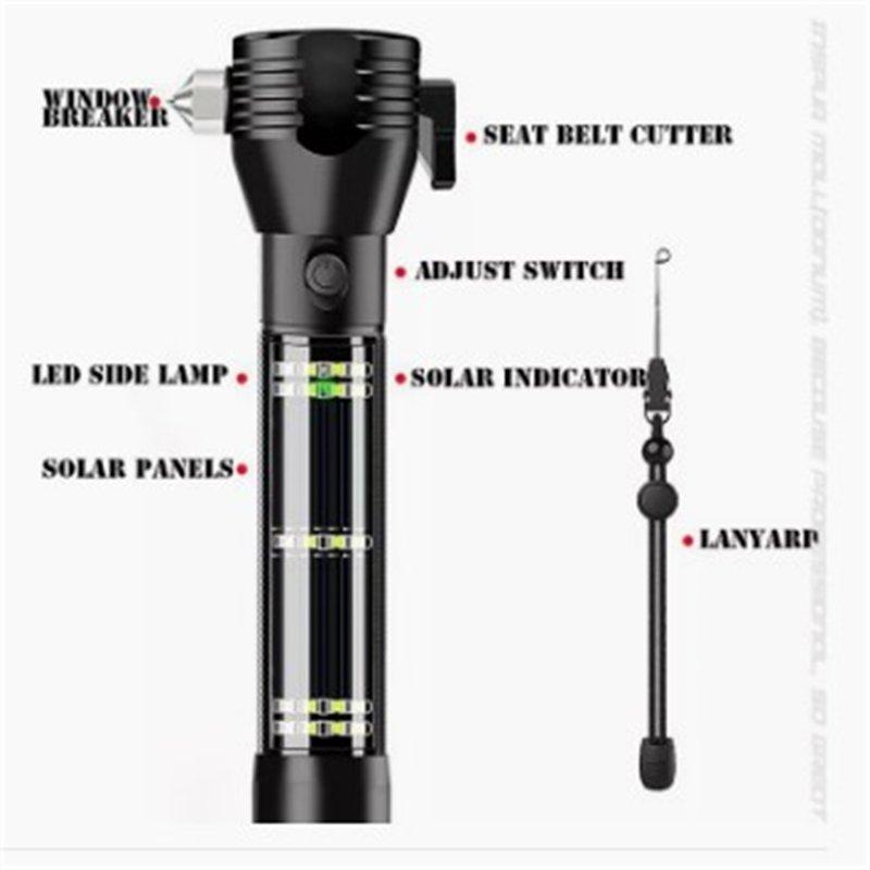 LED Flashlights |   Wholesale 4-in-1 Mini Flashlight Built-in Lithium Battery Ipx6 Waterproof Multi-function Torch With Window Breaker Compass LED Flashlights Compass