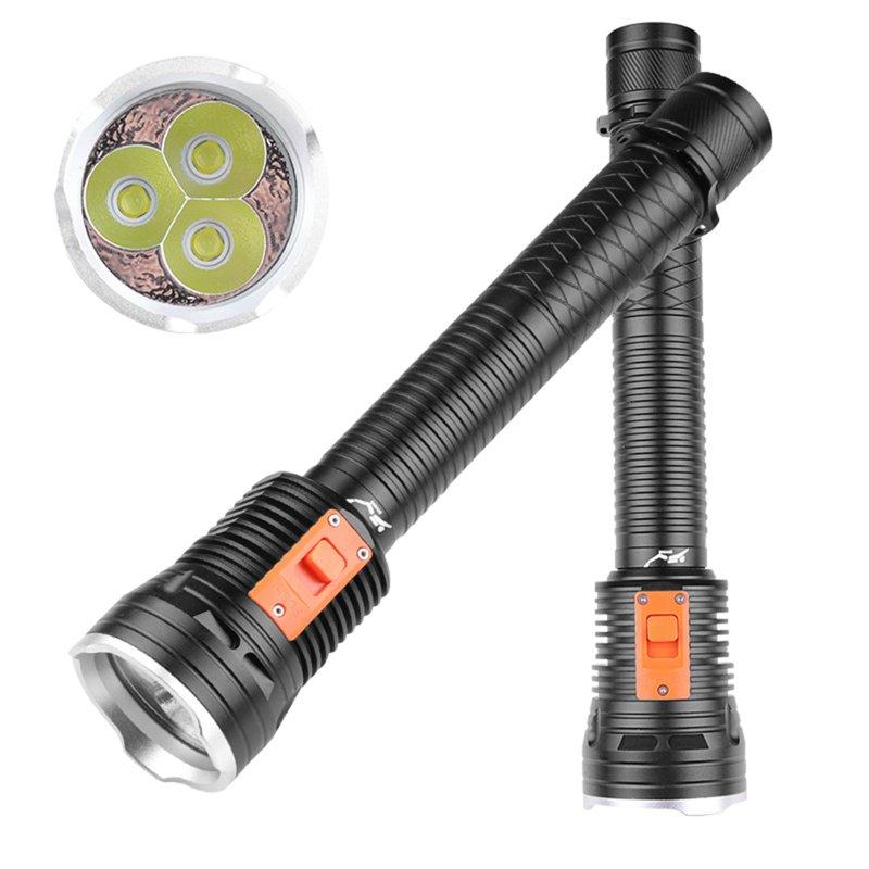 LED Flashlights |   Wholesale Diving Flashlight 2500-3000 Lumens Professional Underwater Flashlight IPX8 Waterproof Slide Switch For Diving Instructors Divers flashlight w strap w/t battery LED Flashlights Flashlight w strap w/t battery