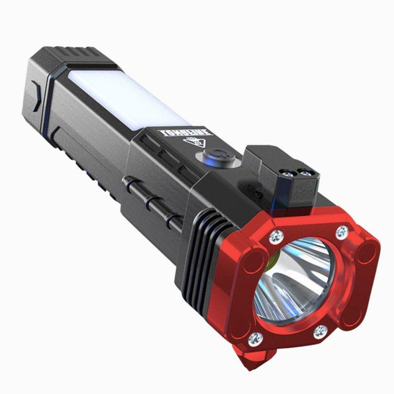 LED Flashlights |   Wholesale Flashlight Usb Rechargeable Torch Light With Hammer Knife Power Bank Cob Led Work Light For Outdoor Camping Emergency Red LED Flashlights LED Flashlights