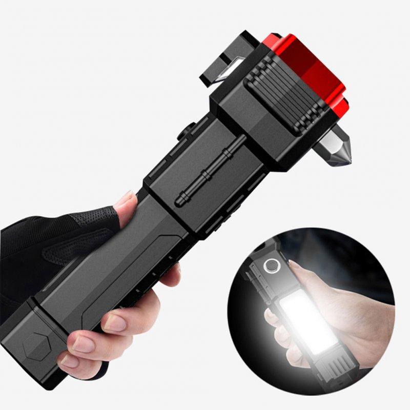 LED Flashlights |   Wholesale Flashlight Usb Rechargeable Torch Light With Hammer Knife Power Bank Cob Led Work Light For Outdoor Camping Emergency Red LED Flashlights LED Flashlights