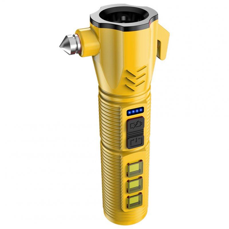 LED Flashlights |   Wholesale LED Flashlight Multi-functional Safety Hammer Flashlight USB Charging Portable Strong Light Torch For Camping Hiking Fishing yellow LED Flashlights LED Flashlights