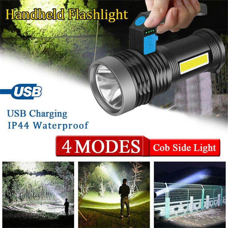 LED Flashlights |   Wholesale LED Outdoor Mini Flashlight With Handle 1000LM Super Bright USB Rechargeable Searchlight For Camping Emergencies Hiking black LED Flashlights Black