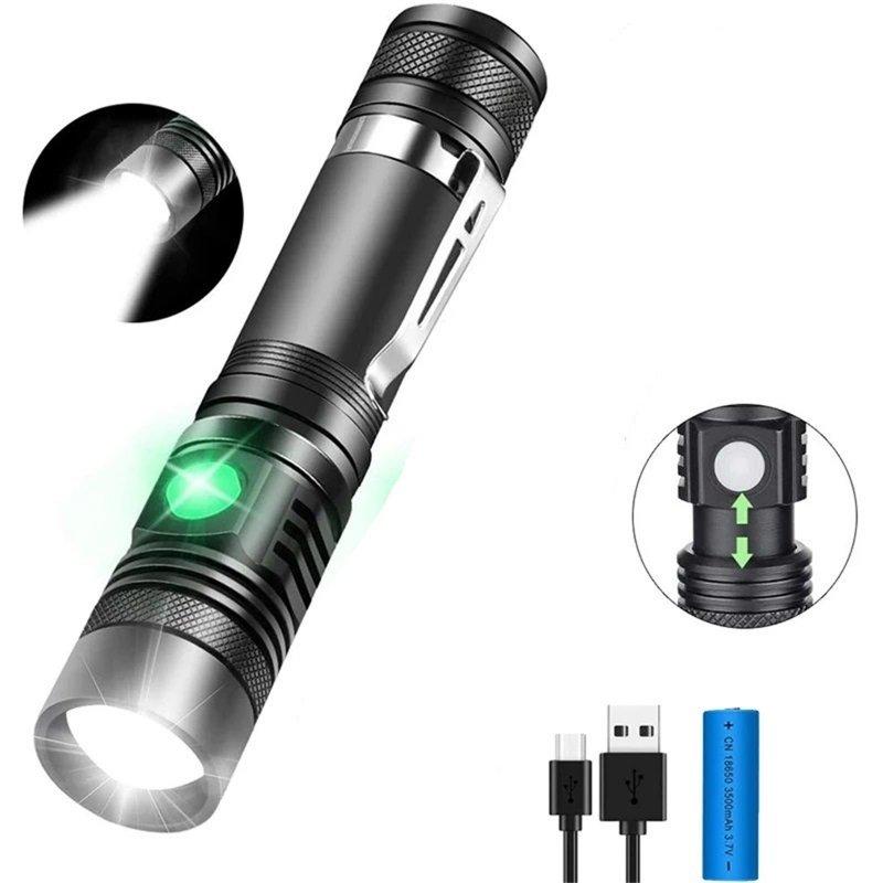 LED Flashlights |   Wholesale Led Tactical Flashlight 4 Modes Waterproof Zoomable Super Bright Usb Rechargeable Torch Hand Lantern as shown LED Flashlights As shown