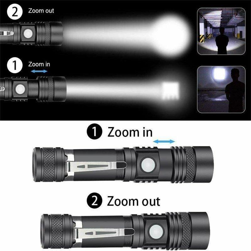 LED Flashlights |   Wholesale Led Tactical Flashlight 4 Modes Waterproof Zoomable Super Bright Usb Rechargeable Torch Hand Lantern as shown LED Flashlights As shown