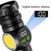 LED Flashlights |   Wholesale LED Torch, Digital Display USB Rechargeable Flashlight, 250000 Lumens Brightest Torch With COB Side Light Mode, 5 Lighting Modes Telescopic Zoom Flashlight No batteries included LED Flashlights LED Flashlights