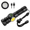 LED Flashlights |   Wholesale LED Torch, Digital Display USB Rechargeable Flashlight, 250000 Lumens Brightest Torch With COB Side Light Mode, 5 Lighting Modes Telescopic Zoom Flashlight No batteries included LED Flashlights LED Flashlights