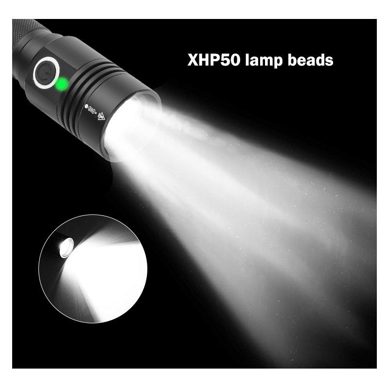 LED Flashlights |   Wholesale LED XHP50 Dimming High Brightness Flashlight 800-1000LM black_1474 LED Flashlights Black + 1474