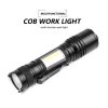 LED Flashlights |   Wholesale LED XHP50+COB Built in Battery Zoom FocusUSB Rechargeable Light black_Model 1505 LED Flashlights Black + Model 1505