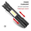 LED Flashlights |   Wholesale LED XHP50+COB Built in Battery Zoom FocusUSB Rechargeable Light black_Model 1505 LED Flashlights Black + Model 1505