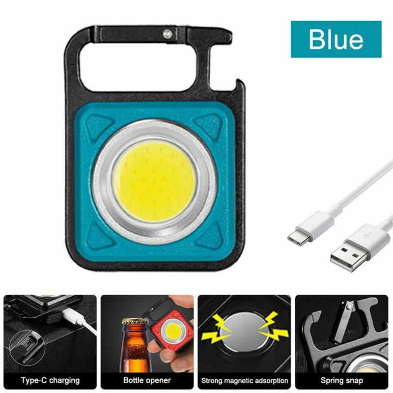 LED Flashlights |   Wholesale Mini Keychain Cob Light 500mah Multifunctional Usb Rechargeable Lamp Bottle Opener Light For Work Outdoor Camping 086 blue LED Flashlights 086 blue