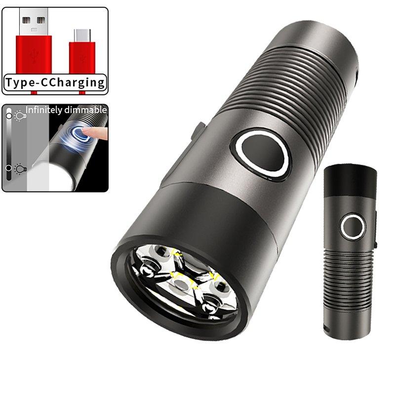 LED Flashlights |   Wholesale Rechargeable Flashlights 4-Core XPG 1200 Lumen Super Bright Flash Light Infinitely Dimmable Torch IPX4 Waterproof flashlight + cable LED Flashlights Flashlight + cable