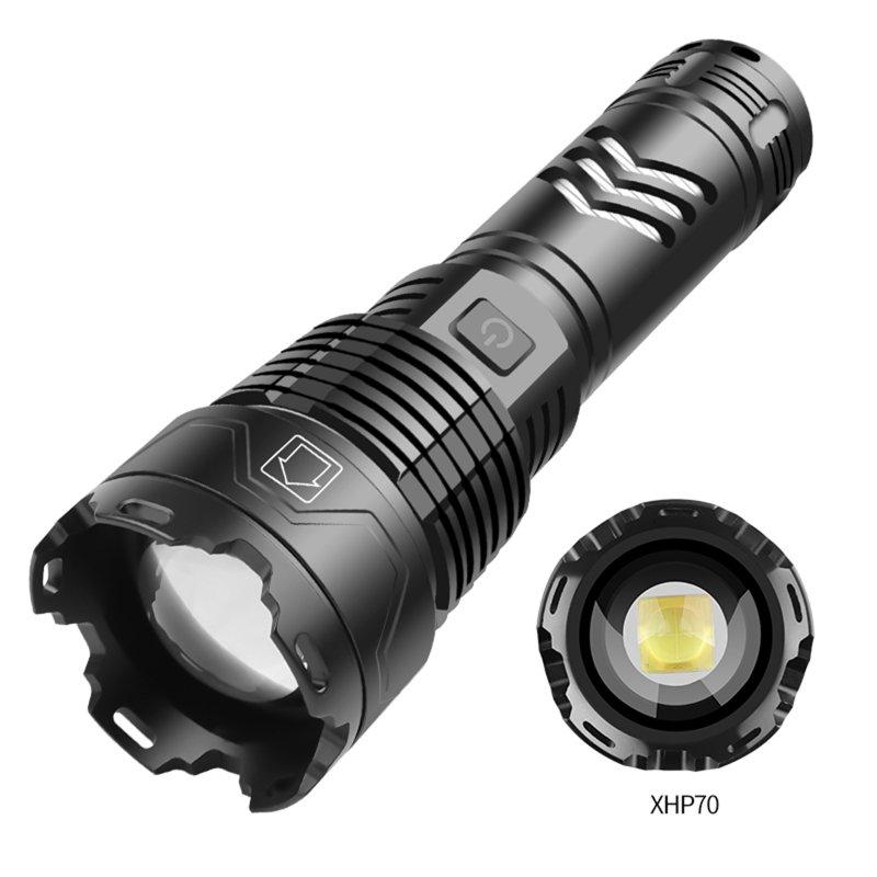 LED Flashlights |   Wholesale Rechargeable LED Flashlight 5 Modes Portable Waterproof Strong Light XHP70 LED Torch For Outdoor Camping Fishing 2800B-P70 short LED Flashlights 2800B-P70 short