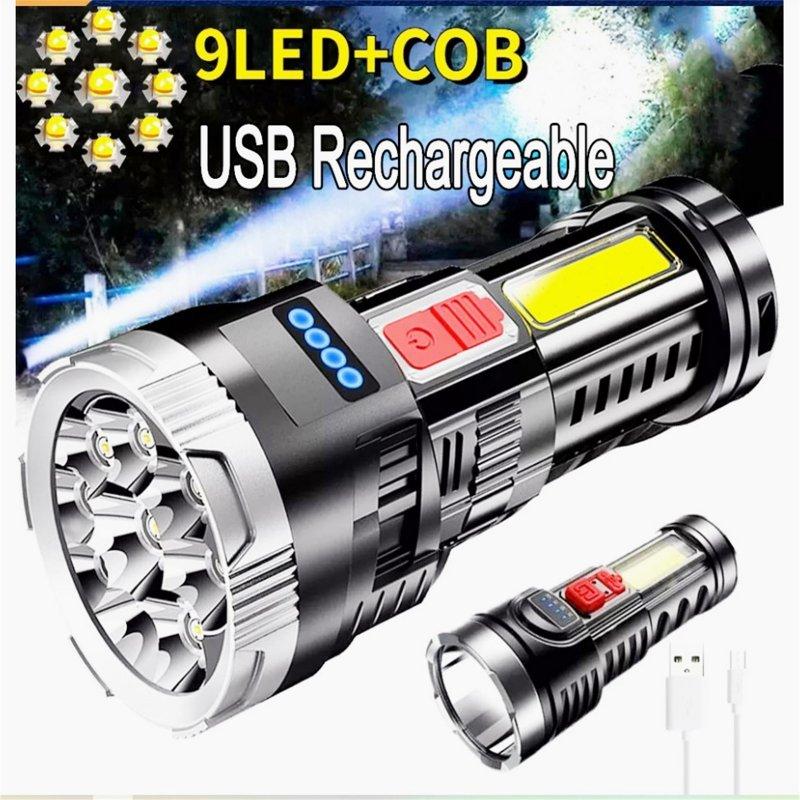 LED Flashlights |   Wholesale Strong Light Flashlight Rechargeable Led Side Light Multi-functional Portable Mini Lighting Torch For Outdoor Home black LED Flashlights Black