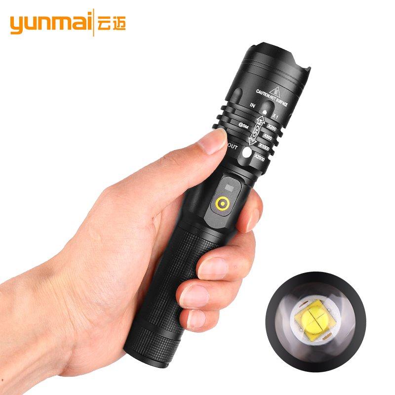 LED Flashlights |   Wholesale USB Charging LED Outdoor Dimming Flashlight with Switch for Lighting black_XHP 50 LED Flashlights Black + XHP 50