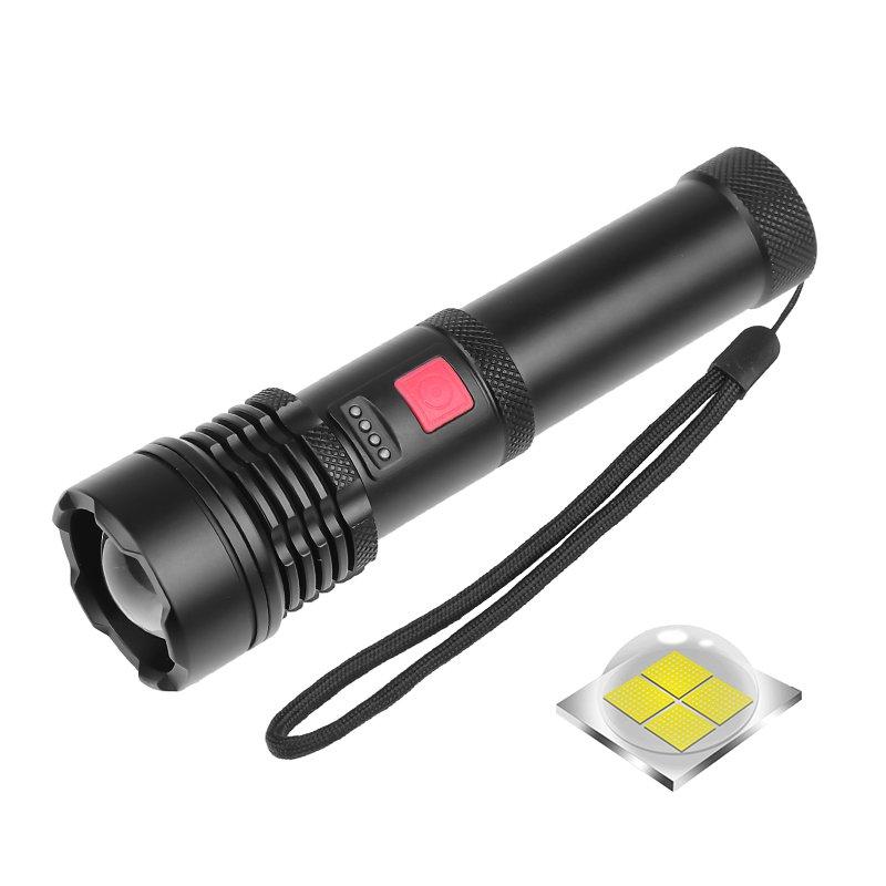 LED Flashlights |   Wholesale XHP 50 LED Flashlight USB Rechargeable Torch with Battery for Outdoor Camping black_Model 1478 LED Flashlights Black + Model 1478