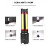 LED Flashlights |   Wholesale XHP 70+COB LED High Bright USB Rechargeable Flashlight with Battery Reminder Function black_A119 LED Flashlights Black + A119