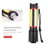 LED Flashlights |   Wholesale XHP 70+COB LED High Bright USB Rechargeable Flashlight with Battery Reminder Function black_A119 LED Flashlights Black + A119