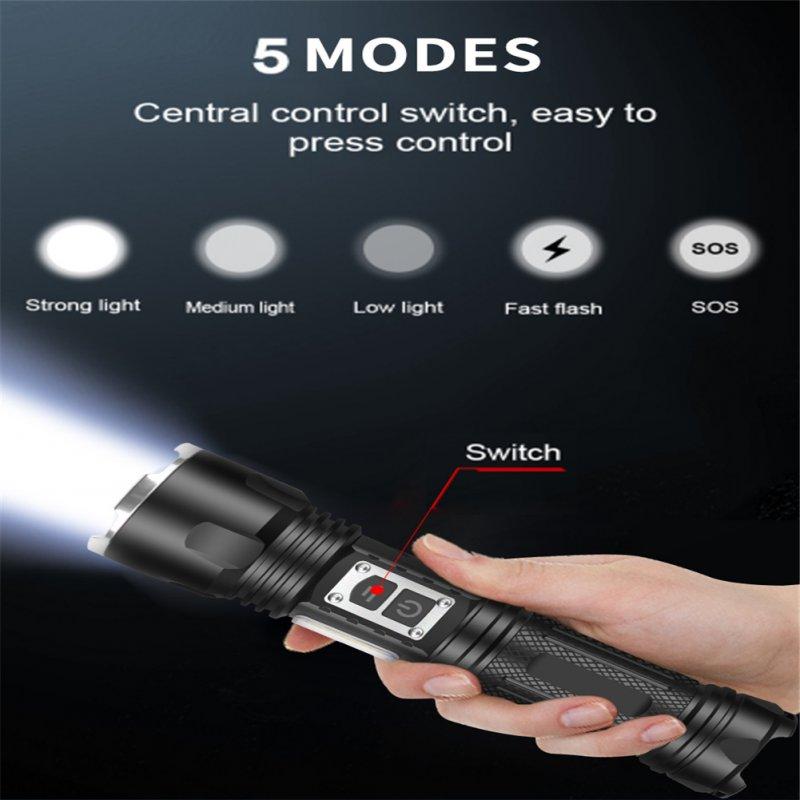 LED Flashlights |   Wholesale Xhp160 Mini Flashlight Type-c Rechargeable Zoomable Super Bright Outdoor Camping Torch 6855-P160 (without battery) LED Flashlights 6855-P160 (without battery)