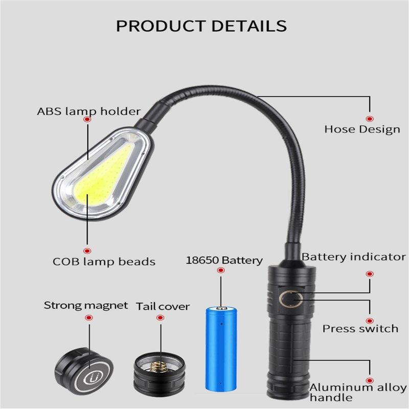 LED Flashlights |   Wholesale Xhp50 Mini Led Work Lights 200lm 2 Modes Zoomable Type-c Rechargeable Super Bright Flexable Bending Lamp as shown LED Flashlights As shown