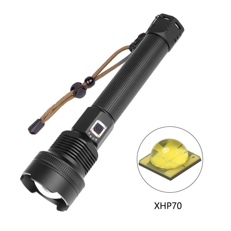 LED Flashlights |   Wholesale XHP70 LED 3Modes Dimming High Brightness USB Charging Flashlight  black_Model 1907 LED Flashlights Black + Model 1907