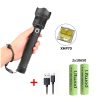 LED Flashlights |   Wholesale XHP70 Zoomable Focus LED Flashlight High Brightness Battery Display Torch with 2 Batteries black_2x18650 battery LED Flashlights Black + 2x18650 battery