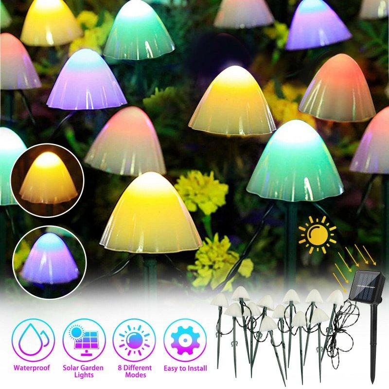 LED Grow Lights |   Wholesale Solar 10 Led Mushroom String Lights 8 Modes Ip65 Waterproof Outdoor Garden Landscape Decorative Lights Colorful LED Grow Lights Colorful