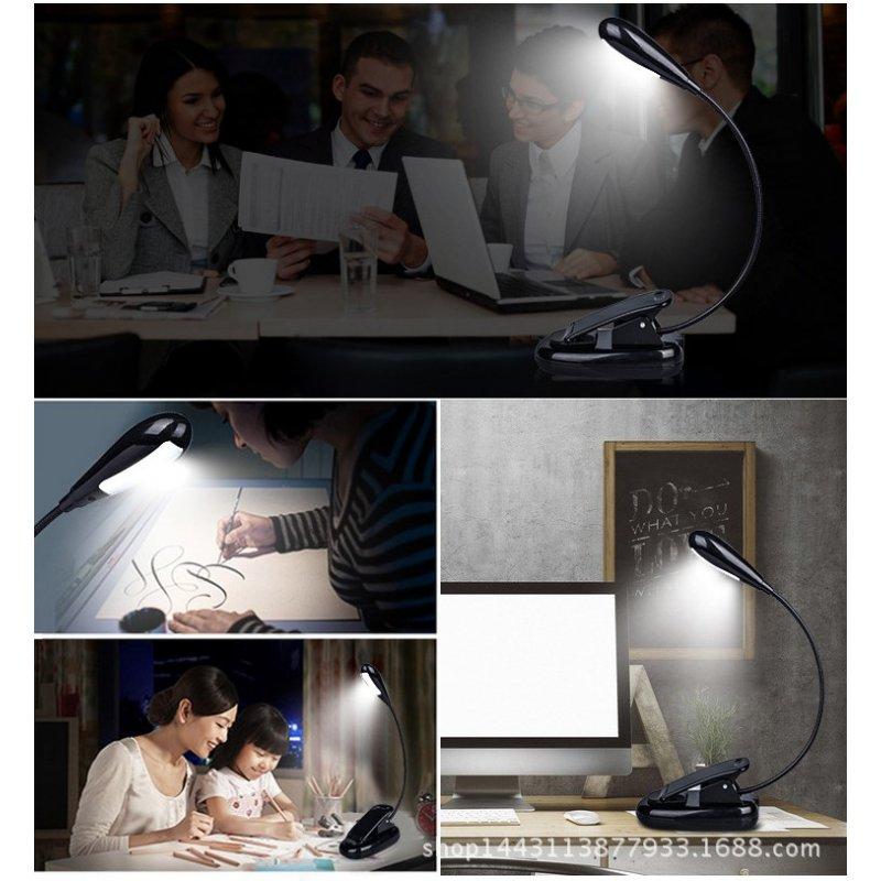 LED Light Bulbs |   Wholesale 4 LED Reading Lamp Rechargeable and Flexible Gooseneck Nightlight Desktop Clip Light with Stand Music Stand Light Black LED Light Bulbs Black + Zero point two