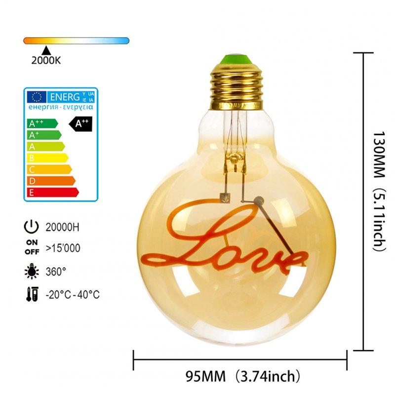 LED Light Bulbs |   Wholesale Edison Lamp Retro Edison Love Letter Bulb Creative Golden Warm Light Glass Chandelier Desk Lamp LED Light Bulbs Chandelier + 220-240V