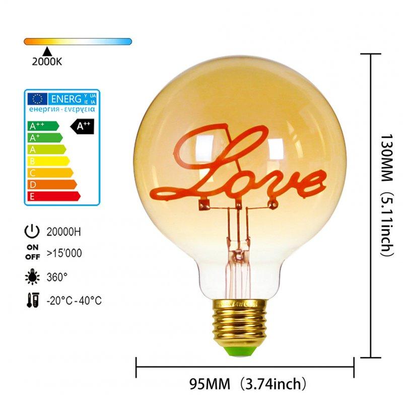 LED Light Bulbs |   Wholesale Edison Lamp Retro Edison Love Letter Bulb Creative Golden Warm Light Glass Chandelier Desk Lamp LED Light Bulbs Desk lamp + 220-240V