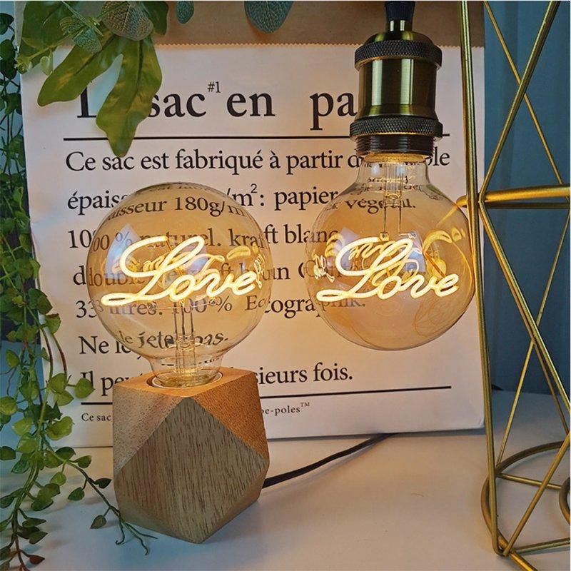 LED Light Bulbs |   Wholesale Edison Lamp Retro Edison Love Letter Bulb Creative Golden Warm Light Glass Chandelier Desk Lamp LED Light Bulbs Chandelier + 220-240V