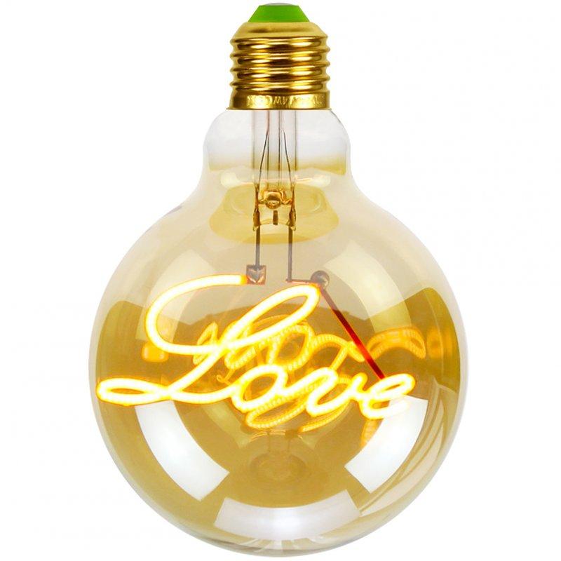 LED Light Bulbs |   Wholesale Edison Lamp Retro Edison Love Letter Bulb Creative Golden Warm Light Glass Chandelier Desk Lamp LED Light Bulbs Chandelier + 220-240V