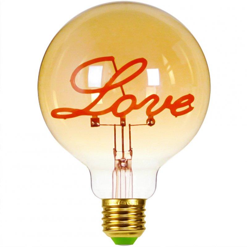 LED Light Bulbs |   Wholesale Edison Lamp Retro Edison Love Letter Bulb Creative Golden Warm Light Glass Chandelier Desk Lamp LED Light Bulbs Chandelier + 220-240V