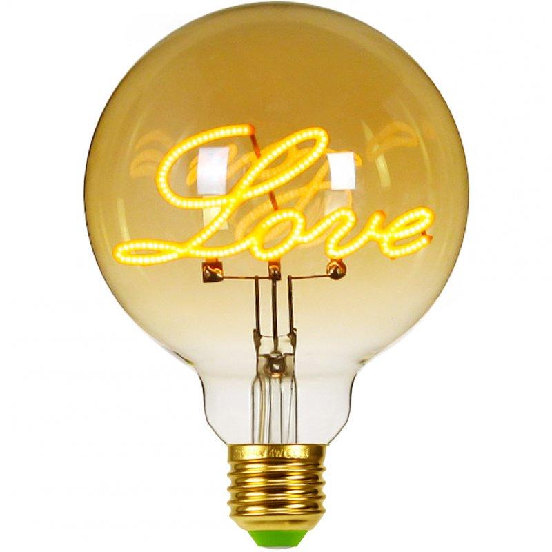 LED Light Bulbs |   Wholesale Edison Lamp Retro Edison Love Letter Bulb Creative Golden Warm Light Glass Chandelier Desk Lamp LED Light Bulbs Chandelier + 220-240V