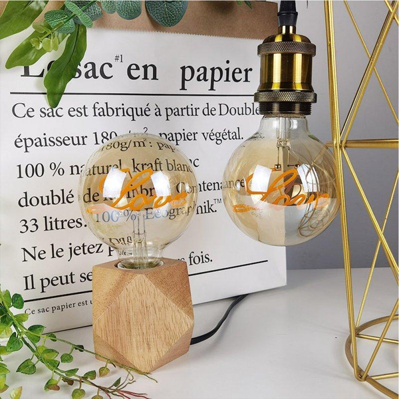 LED Light Bulbs |   Wholesale Edison Lamp Retro Edison Love Letter Bulb Creative Golden Warm Light Glass Chandelier Desk Lamp LED Light Bulbs Chandelier + 220-240V