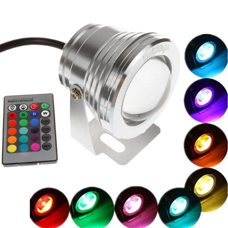 LED Light Bulbs |   Wholesale IP65 Waterproof Colourful LED Underwater Lamp with Remote Control Spotlamp for Swimming Pool Pond Fountain Aquarium LED Light Bulbs DC 12V + 10W