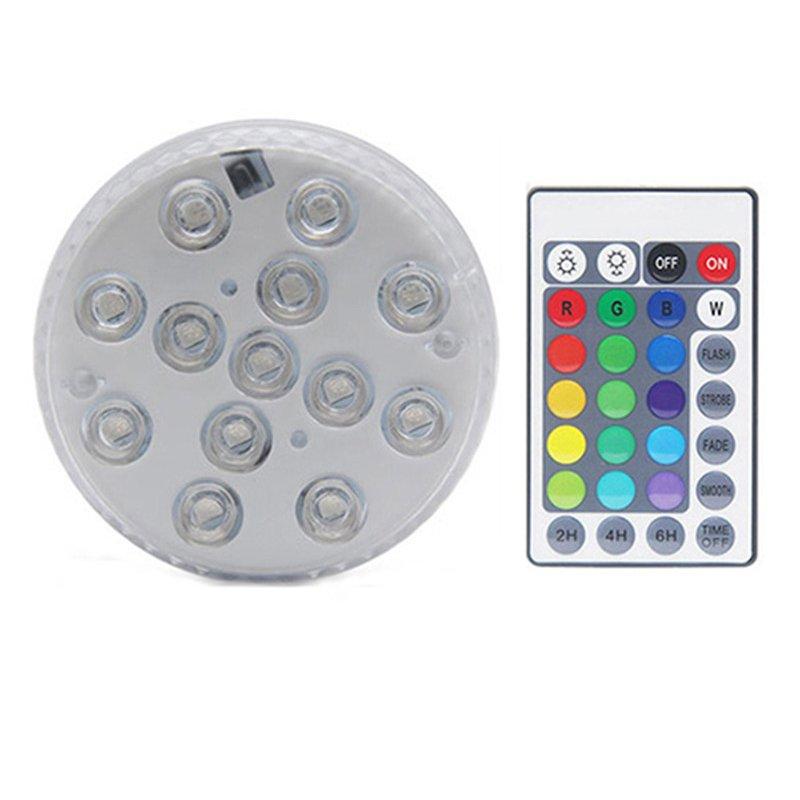 LED Night Lights |   Wholesale 13LEDs Submersible Light Remote Controlled RGB Underwater Night Lamp with Suction Cup 7CM diameter_1 with 1/infrared remote control LED Lighting 7CM diameter + 1 with 1/infrared remote control