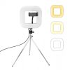 LED Night Lights |   Wholesale 18cm Dimmable LED Square Light with Tripod Phone Fill Light Portable Clip-on for Selfie Live Broadcast Girl Makes up black LED Lighting Black