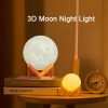 LED Night Lights |   Wholesale 1W Creative Moon Lamp With Remote Control Wooden Bracket 16 Colors USB Rechargeable Touch Control LED Night Light Table Lamp Holiday Birthday Gift 18CM LED Lighting 18cm